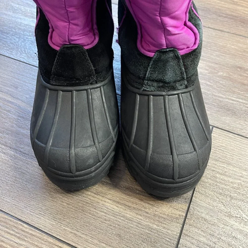 Totes Jean Snow Boots Girls‎ Size 3 Slip On Bungee Closure Suede Leather FAIR